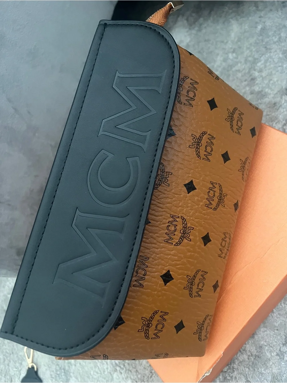 Cognac & Black Crossbody with Gold Hardware